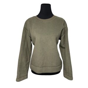 Everlane Fleece Sweatshirt Top Long Sleeve Crewneck SZ L Tan Brown Gorpcore Fall